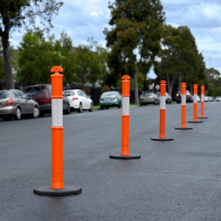 Roadpro bollards on a road