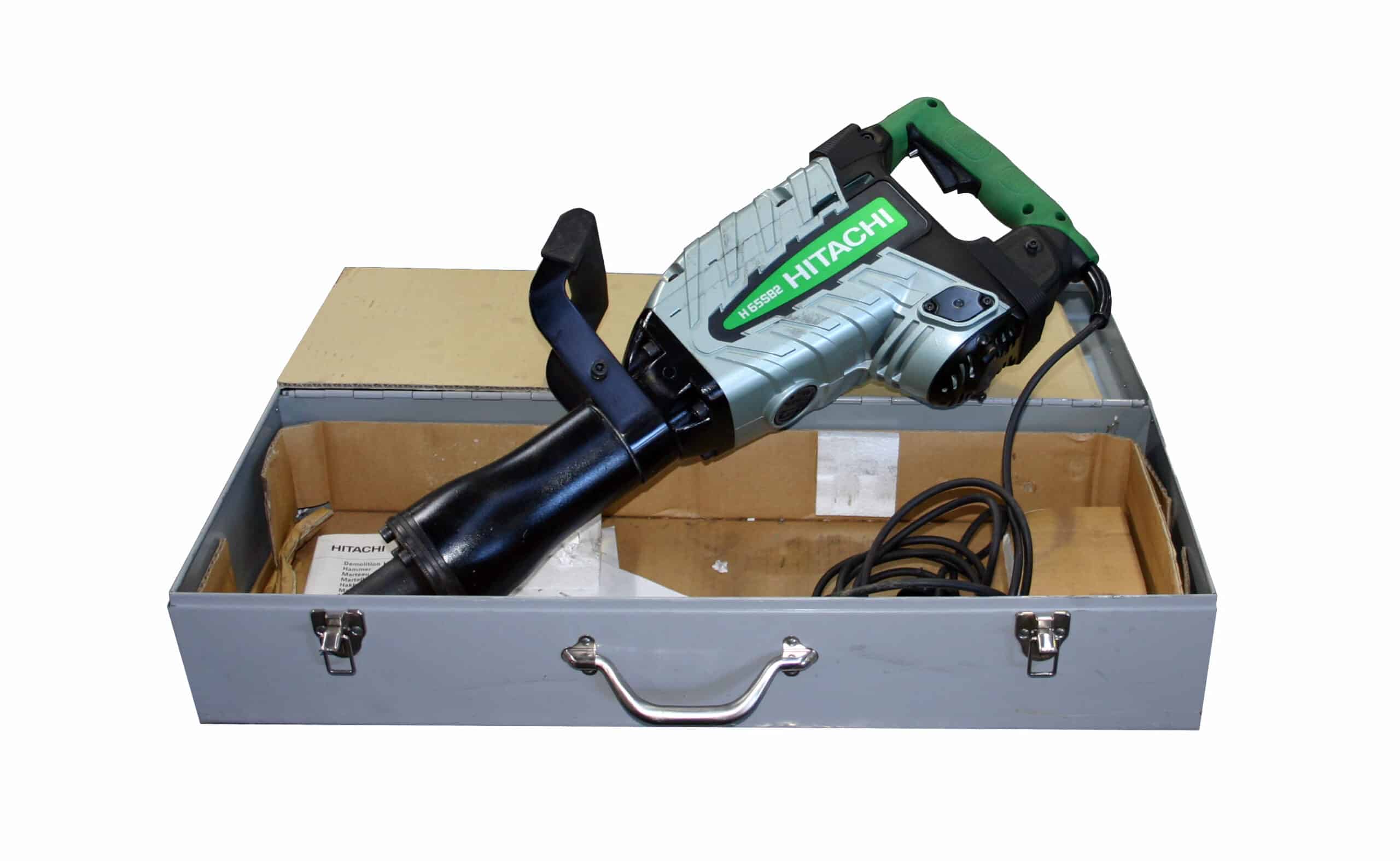 A Hitachi power tool in its case