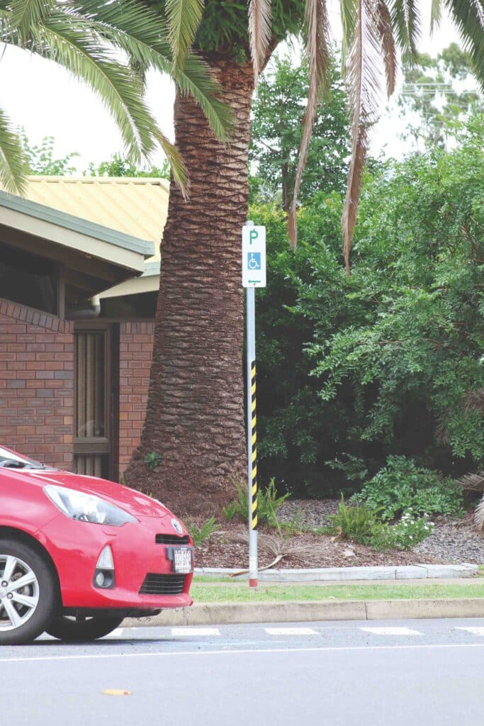 A wheelchair parking sign used in QLD