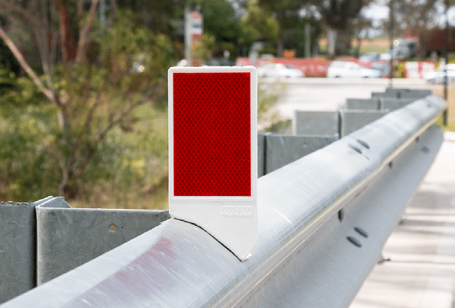 Red and white guardrail delineators
