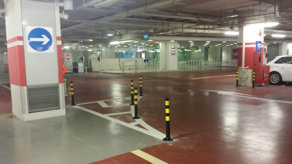 Flexible bollards used in Singapore