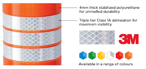 A close up of the Lane-flex pro bollards