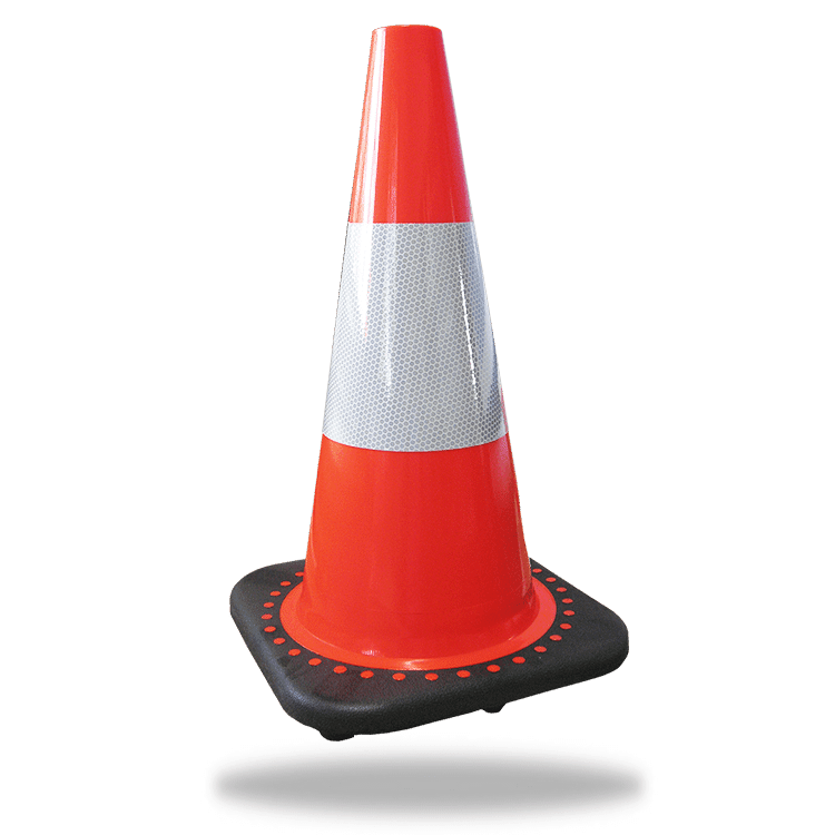 Orange reflective traffic cone