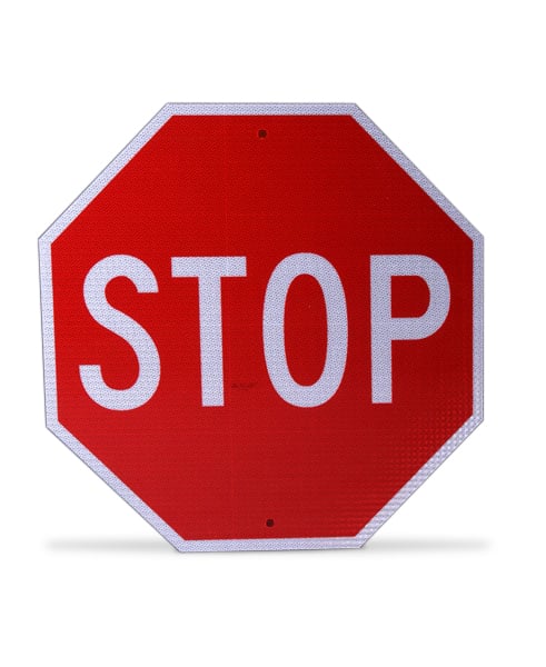 Hexagon impact road sign