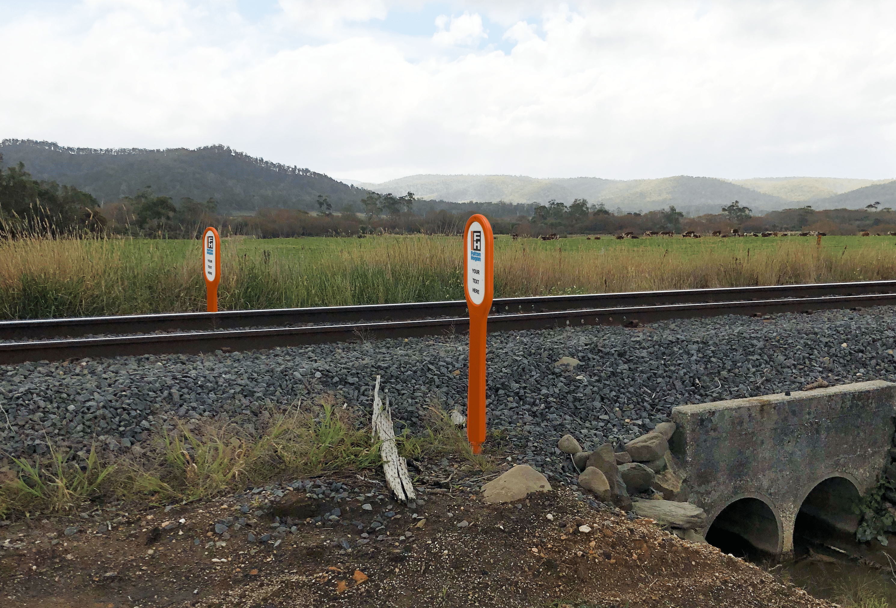 Dura-post route makers installed on a railway