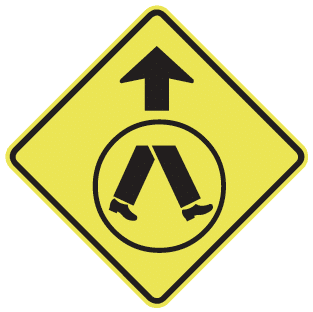 Pedestrian warning impact road sign
