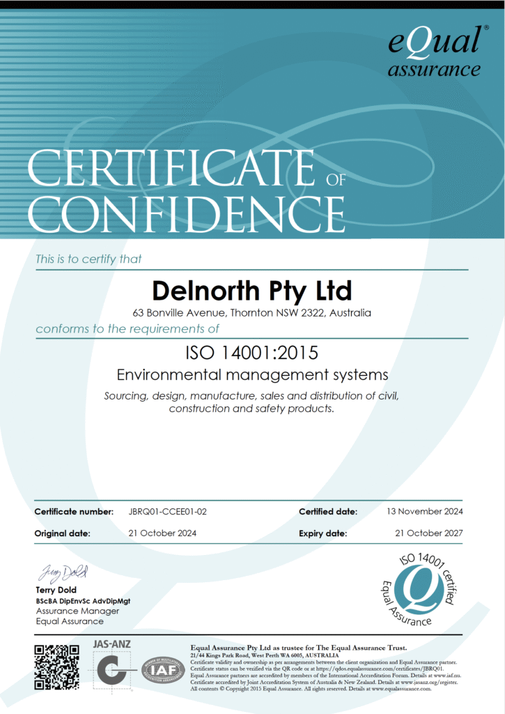 Certificate of Confidence Delnorth ISO 14001:2015