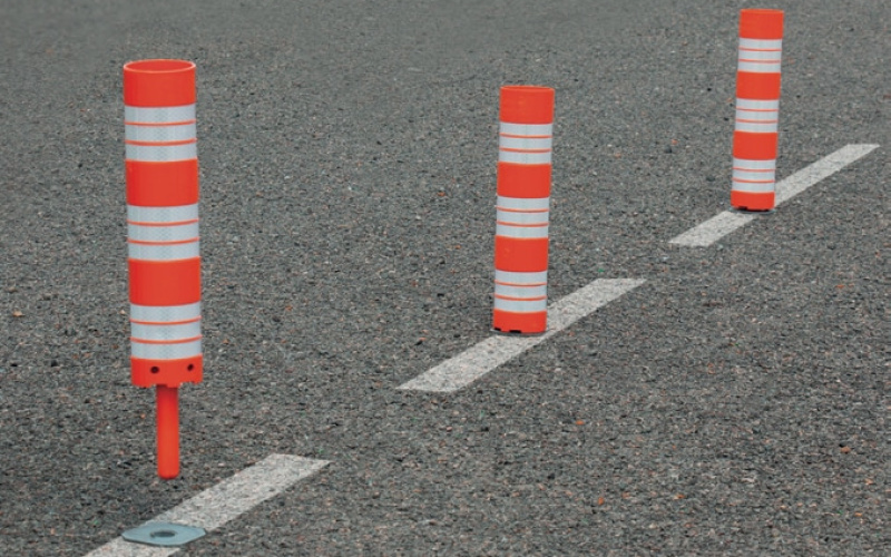 Lane-Flex Pro image Lane-Flex pro markers installed on a road