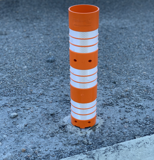 Laneflex Pro in situ Flexible bollards installed on a road